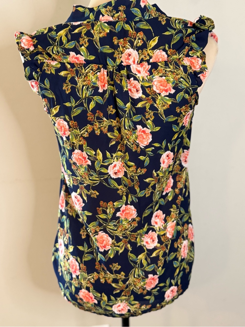 Sweet Rain cottagecore floral sleeveless ruffles coquette top SZ SM - Picture 9 of 13